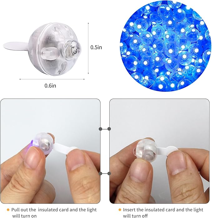 Aogist 100pcs Blue Balloon Lights, Long Standby Time Waterproof Mini Light - Image 4