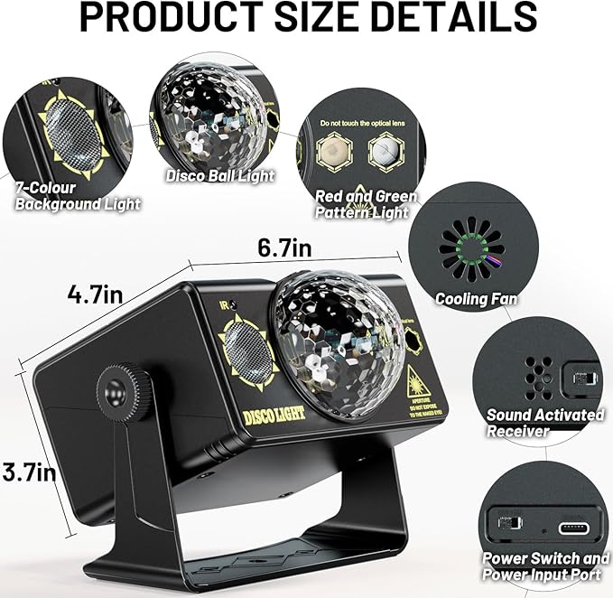 Party Lights Dj Disco Light Disco Ball Stage Strobe Lights LED Projector Sound - Image 4