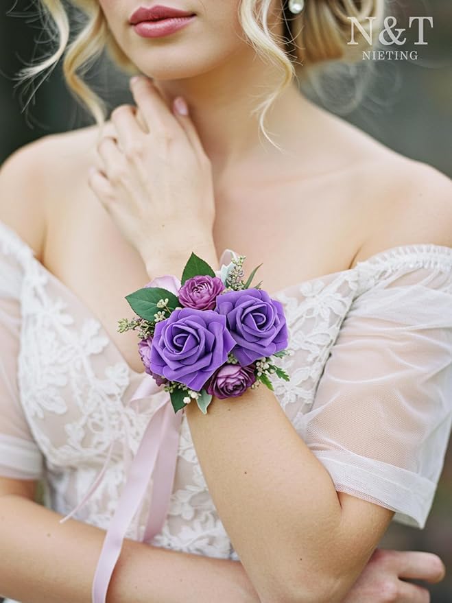 N&T NIETING Fake Flowers Purple Roses - Image 6