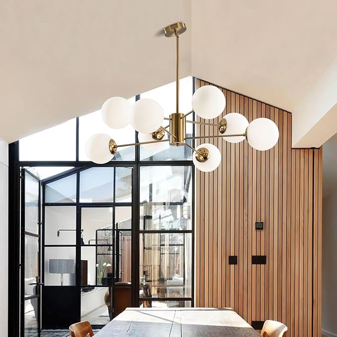 KCO Lighting 8-Light Glass Sputnik Chandelier Light Modern Gold Chandeliers - Image 4