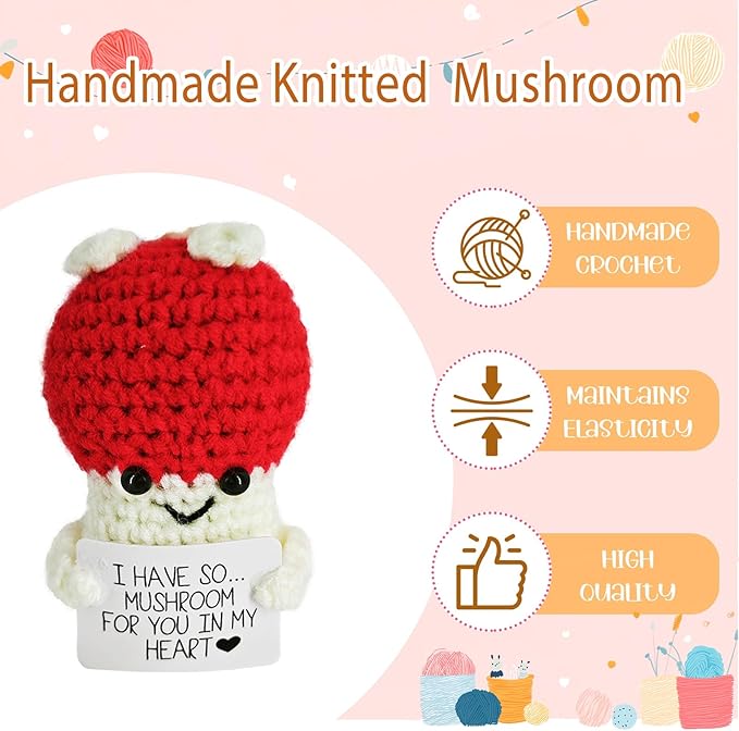 Crochet Emotional Support Mushroom-Handmade Mental Health Gifts - Image 3
