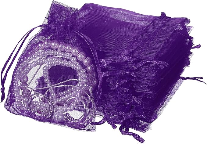 uxcell 50 Pcs Organza Gift Bags, 2.7x3.5 Inch Drawstring Pouches Jewelry Gift by uxcell