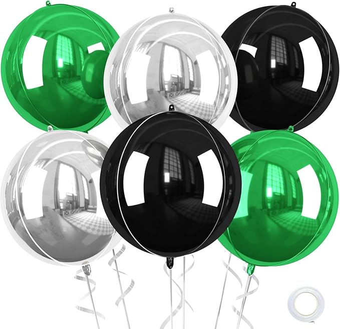 Green Silver Black Giant Foil Balloons, 22 Inch Big Round Foil Balloon by Saxuxu