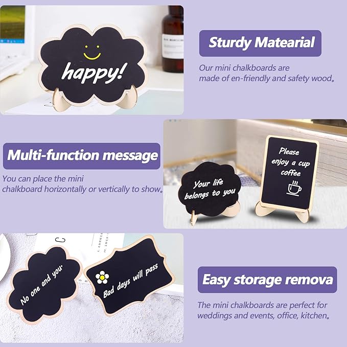 Swpeet 30Pcs 5 Designs Mini Chalkboards Signs - Image 6