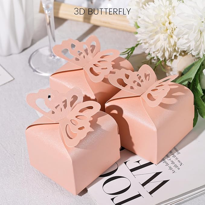 VGOODALL 50PCS Party Favor Boxes, 2.4" x 2.4" x 1.8" 3D Butterfly Candy Boxes - Image 3