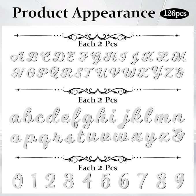 126 PCS Custom Name Cake Topper Acrylic Letters DIY Personalized A-Z & 0-9 - Image 2