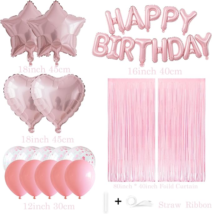 29 Pcs Pink Birthday Party Decorations - Image 2