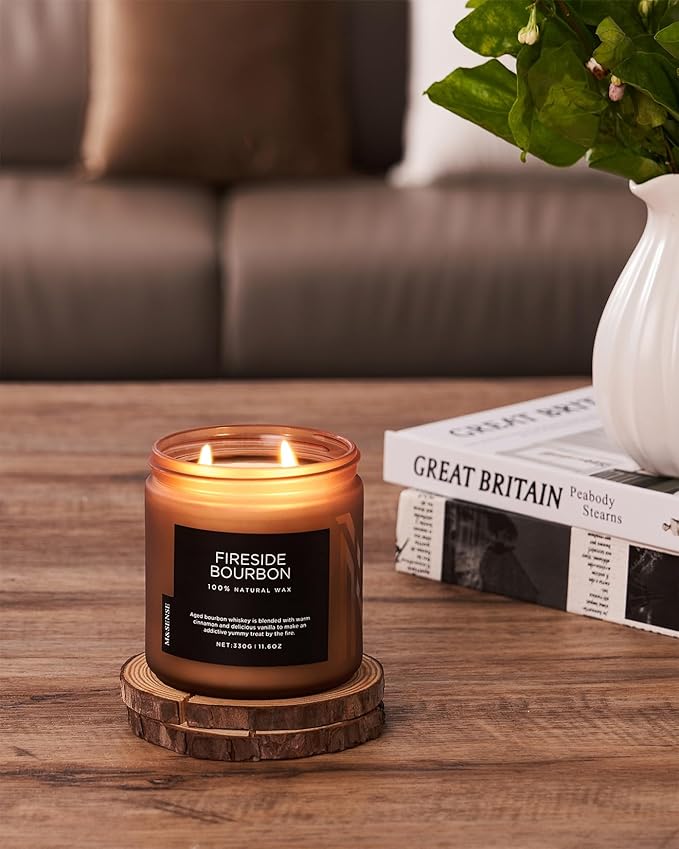 M&SENSE Fireside Bourbon Jar Candle, 11.6oz Clean Soy Wax Up to 70 Hours Burn - Image 6