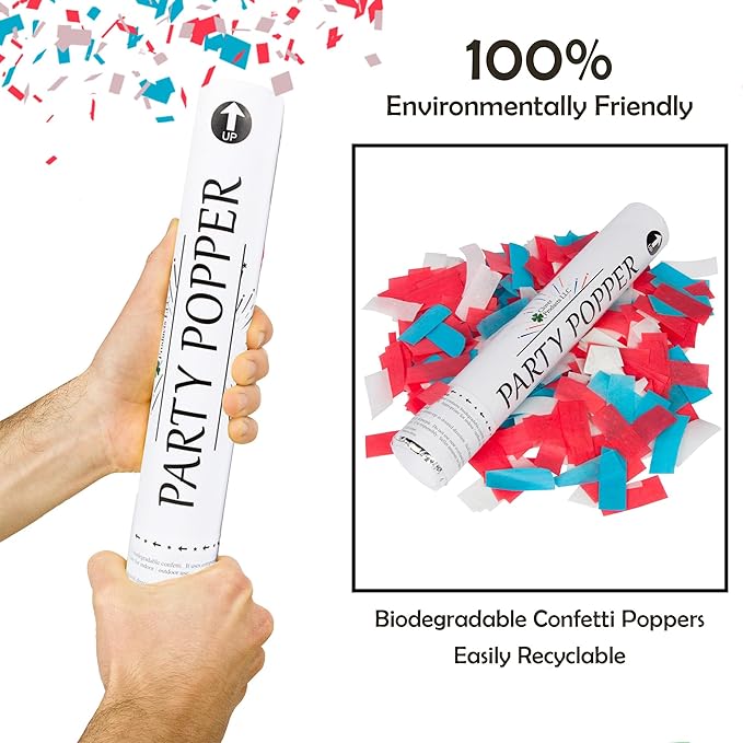 Clover Products Confetti Cannons 6-Pack – Biodegradable Red, Labor day - Image 6
