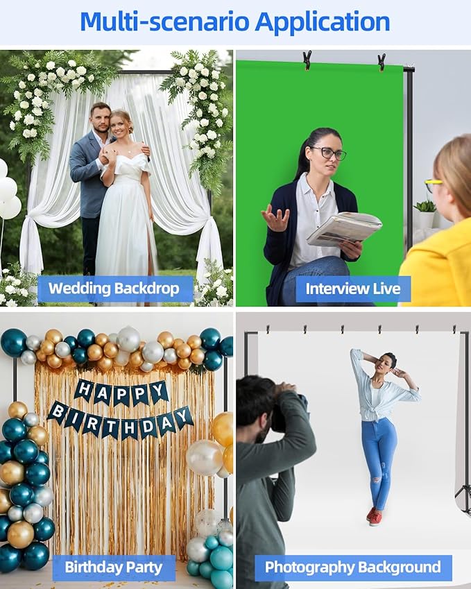 Hemmotop Backdrop Stand 10x8ft, Heavy Duty Photography Background Stand - Image 4