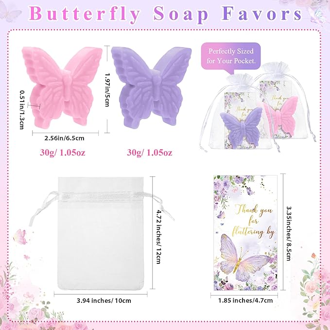 Dunzy 30 Sets Butterfly Theme Baby Shower Favors - Image 2