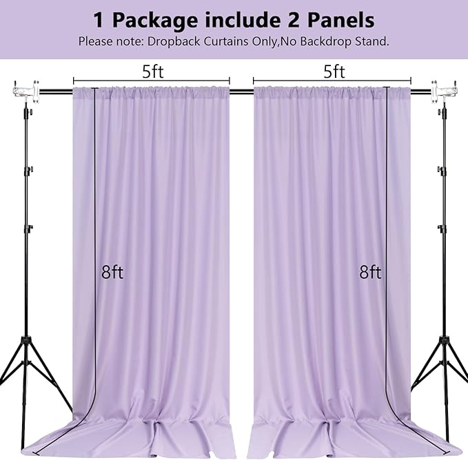 MEETSKY 10ft x 8ft Light Purple Backdrop Curtain - Image 2