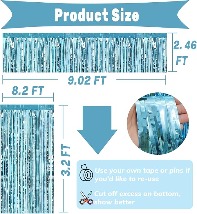 4P Metallic Foil Fringe Tinsel Table Skirts - Image 2