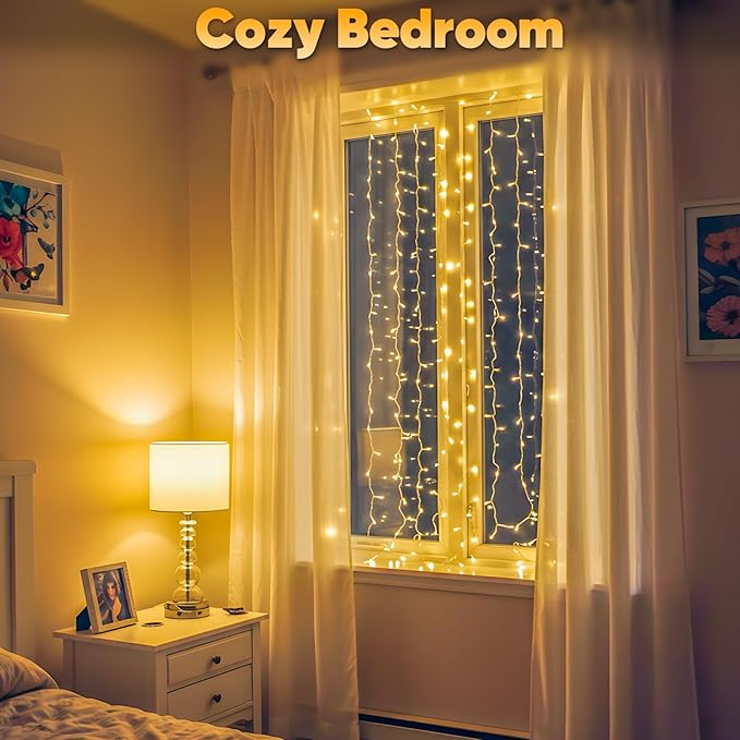 suddus Curtain Lights for Bedroom, 90 Led Hanging String Light Outdoor - Image 5