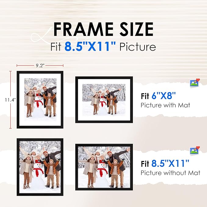 FIXSMITH 8.5x11 Picture Frame Set of 2, Photo Frame - Image 2