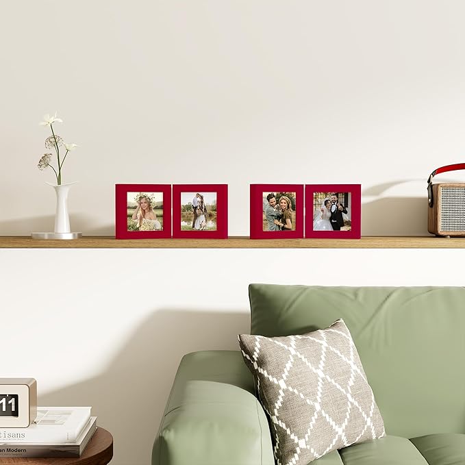 decorUhome Double 4x4 Picture Frame Vertical, Engineered Wood Bifold Photo Frame - Image 5