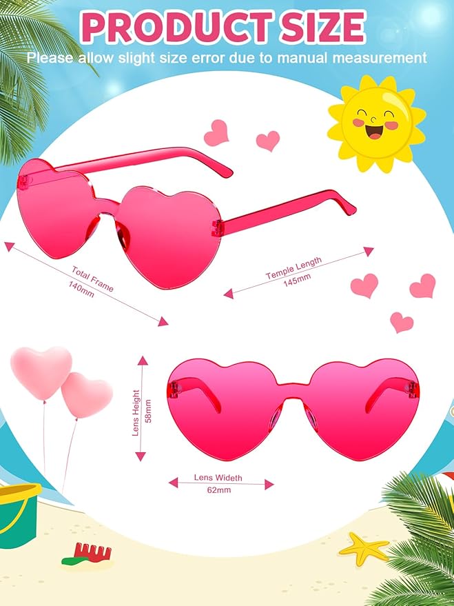 12 Pairs Heart Shaped Sunglasses - Image 2