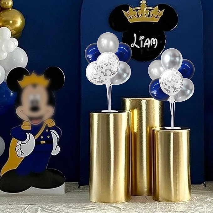 TONIFUL 6 Set Navy Blue Silver Balloon Centerpieces - Image 6
