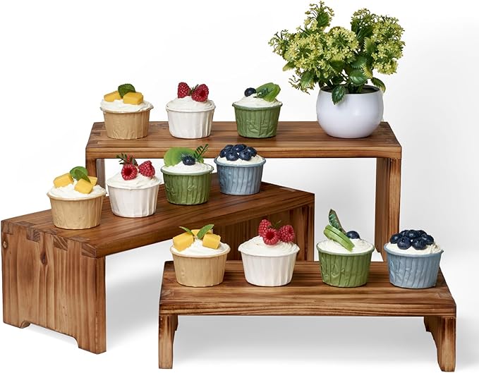 Set of 3 Wooden Rustic Cupcake Stand by Unknown