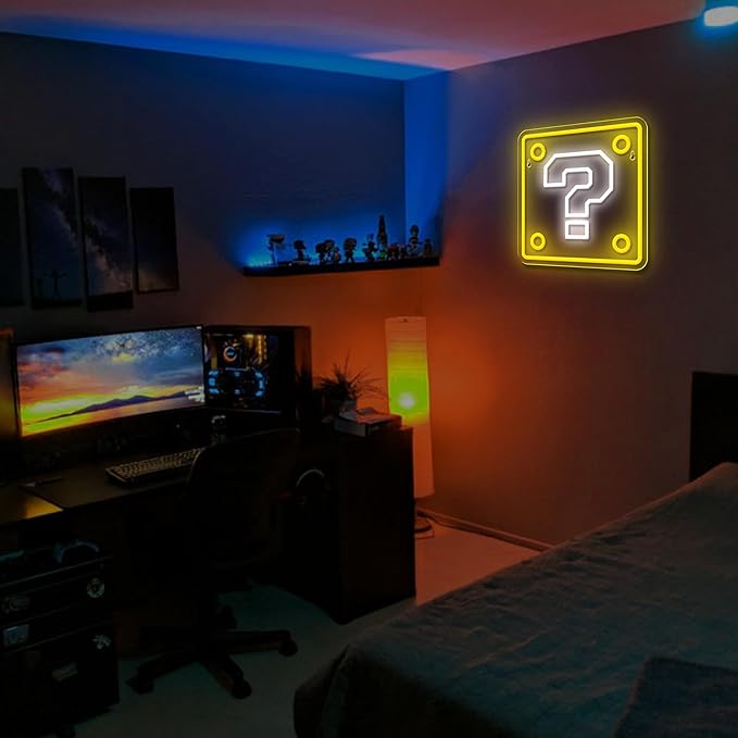 Question Block Neon Sign, Question Square Led Mario Neon Light USB Powered Led - Image 6