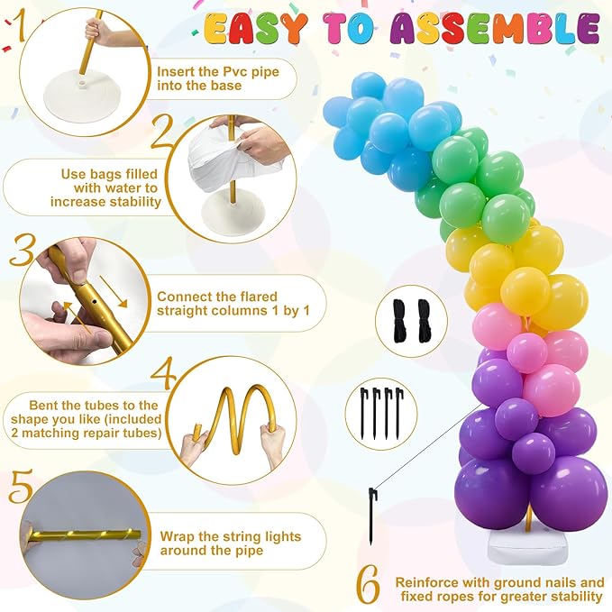 OurWarm Balloon Arch Kit with LED Lights, 9.35FT & 6FT Free Bending Half - Image 6