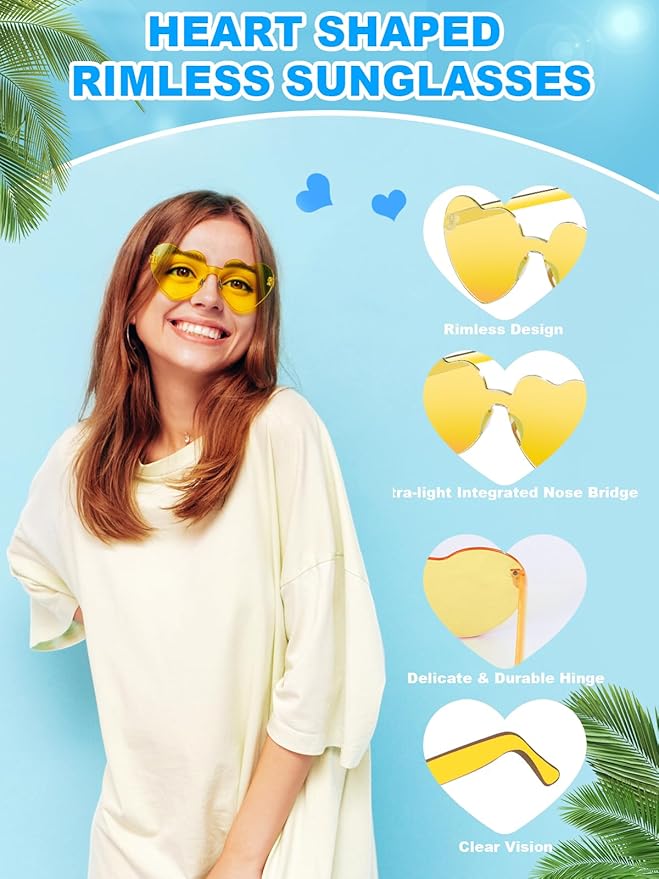 12 Pairs Heart Shaped Sunglasses - Image 4