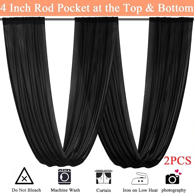 FUHSY Wedding Ceiling Drapes Black Ceiling Drapes - Image 4