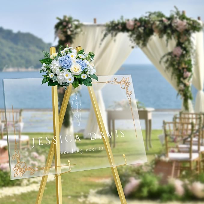 GRENTY 46.7" Gold Easel Stand for Wedding Signs – No Assembly Needed, Heavy - Image 2