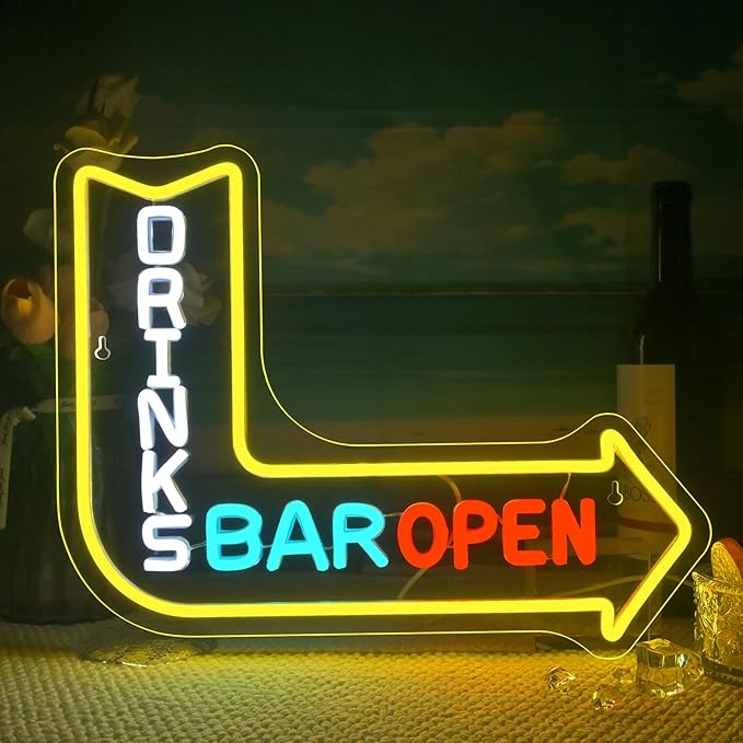 Looklight Drinks Bar Open Neon Sign by LooklightNeonSign