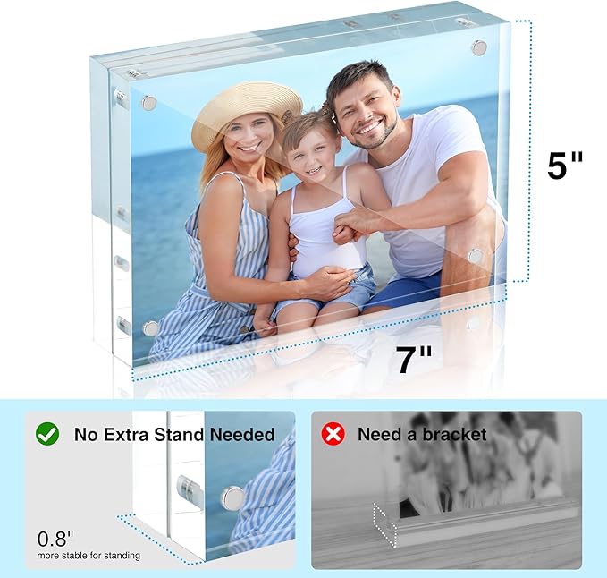 HOUSE DAY Acrylic Picture Frames 5x7, 2 Pack Magnetic 5x7 Picture Frame - Image 2