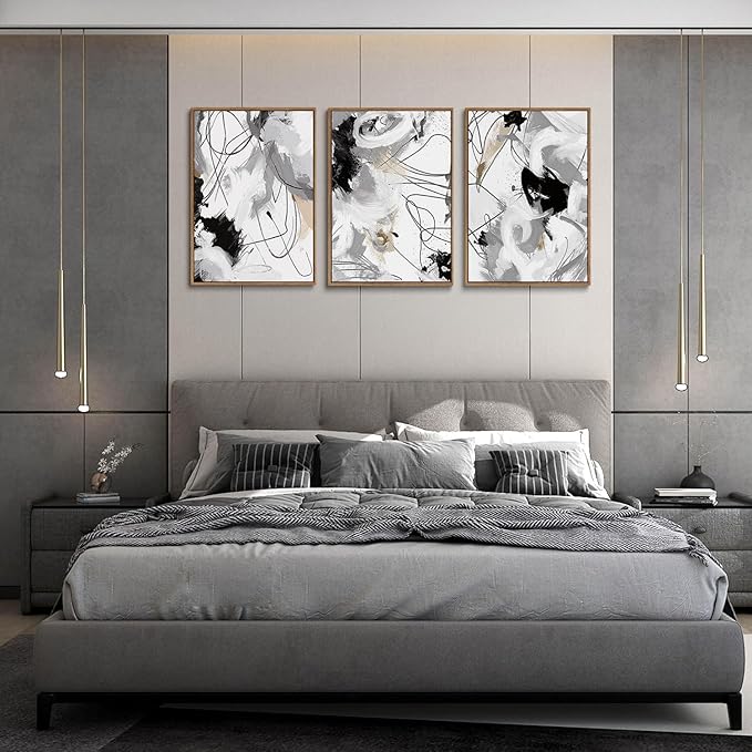 myusuar 3 Piece Large Modern Abstract Canvas Framed Wall Art - Image 2