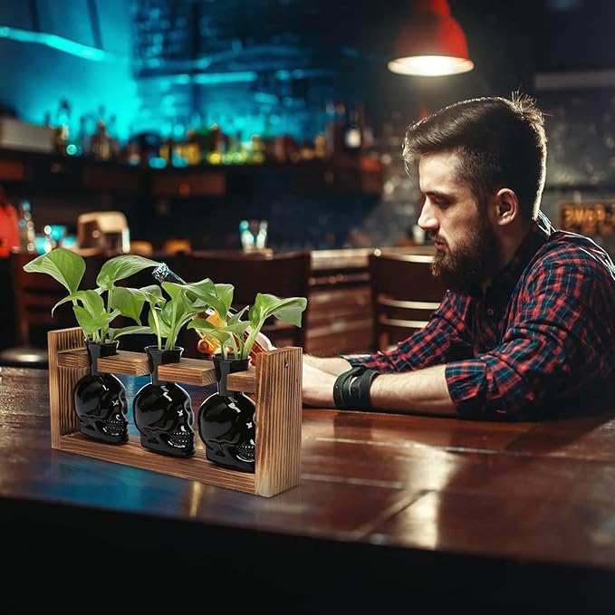 Plant Terrarium Propagation Stations Hydroponics Halloween Skull Planter Vase - Image 5