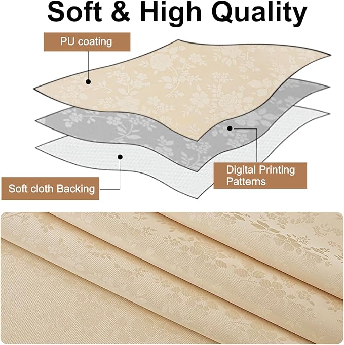 Smiry Rectangle Table Cloth, Waterproof Heavy Duty Vinyl Tablecloths, Wipeable - Image 8