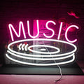 Music Record Neon Sign Pink White Led Neon Light Signs by FAXFSIGN