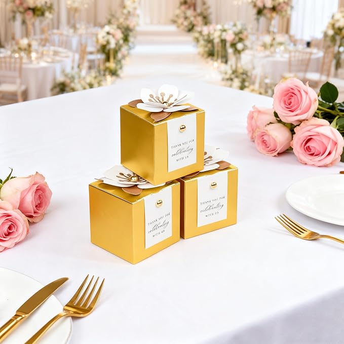 FEIYI 20 PCS Candy Boxes, 3 In 1 Gold Favor Boxes - Image 9