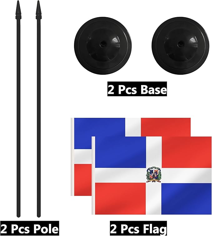2 Pack Dominica Desk Flag Set, Dominican Desktop Small Miniature Table Office - Image 6