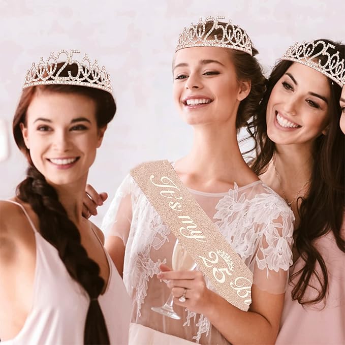 25th Birthday Decorations for Women Including Sash, Tiara/Crown, Numeral - Image 6
