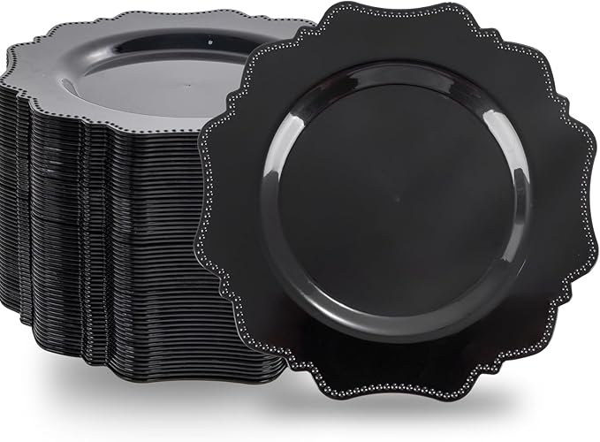 COLOSUS 100pcs Black Plastic Party Dinner Plates by COLOSUS