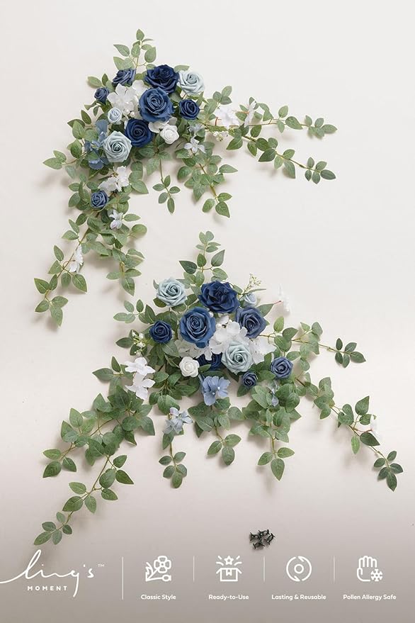 Ling's moment 2pcs Wedding Flowers Garland Artificial Floral Swag Arch - Image 6