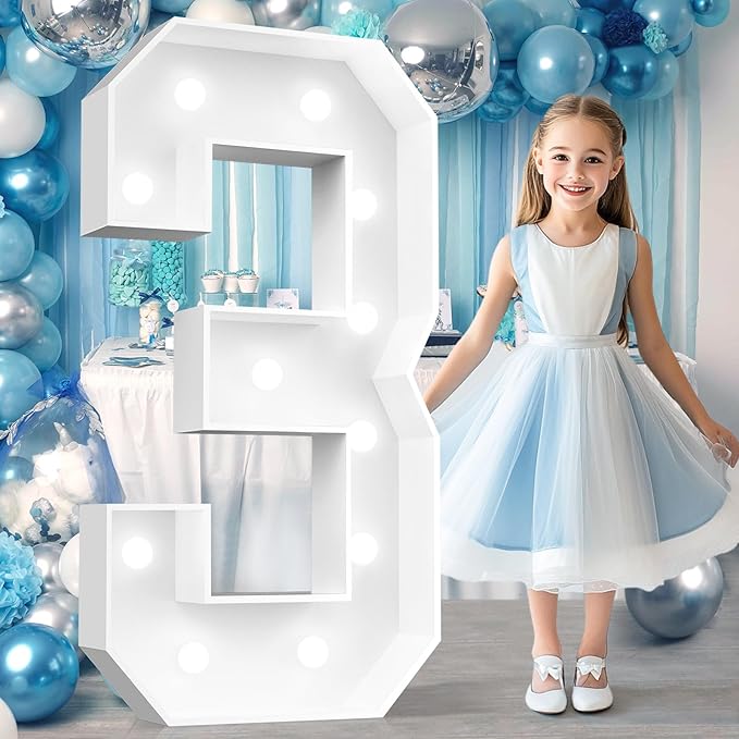 Ledido 4FT Marquee Light Up Numbers, Cool White Light Up Numbers Large Marquee by Ledido