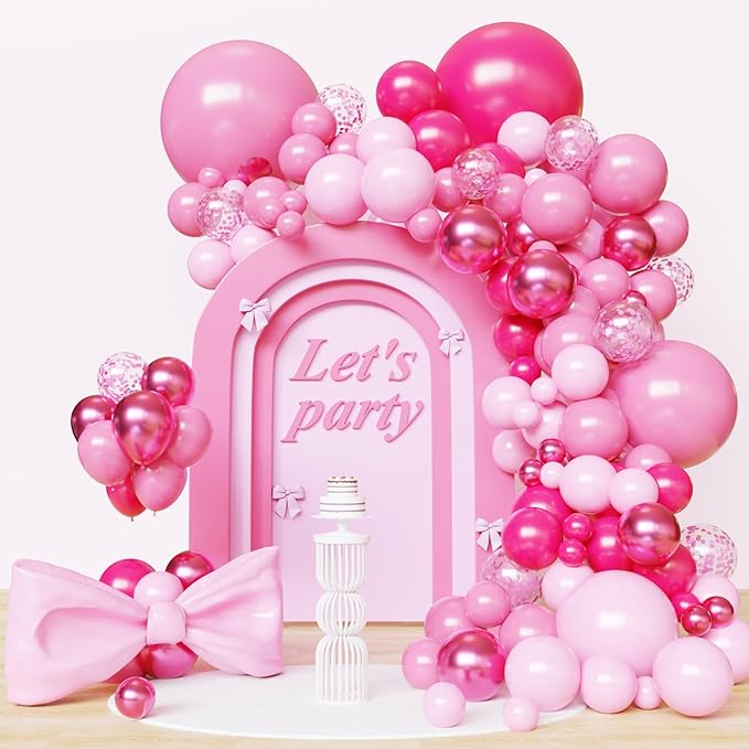 Hot Pink Balloons Garland Kit, Baby Shower, Princess Theme Party Decoration by PATYDECRO