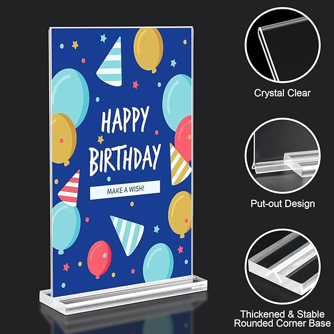 Acrylic Sign Holder 5.5x8.5 Inches 4 Pack, Double Sided Clear Display Stand - Image 2