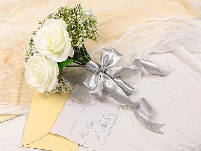 Silver Satin Ribbon 1 inch X Continuous 100 Yards, Single Face Polyester Ribbon - Image 6