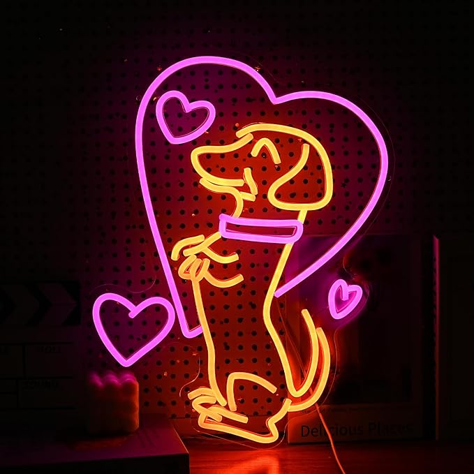 Love Dog Neon Sign USB Powered Pink Love Neon Light by LIUOZHTEALEDNEONSIGN