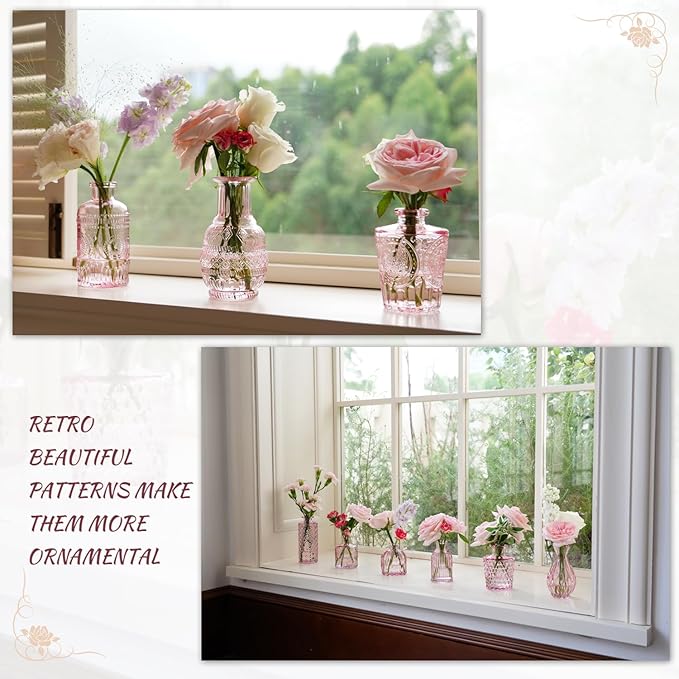 Pink Glass Bud Vase Set of 22, Small Vases - Image 7