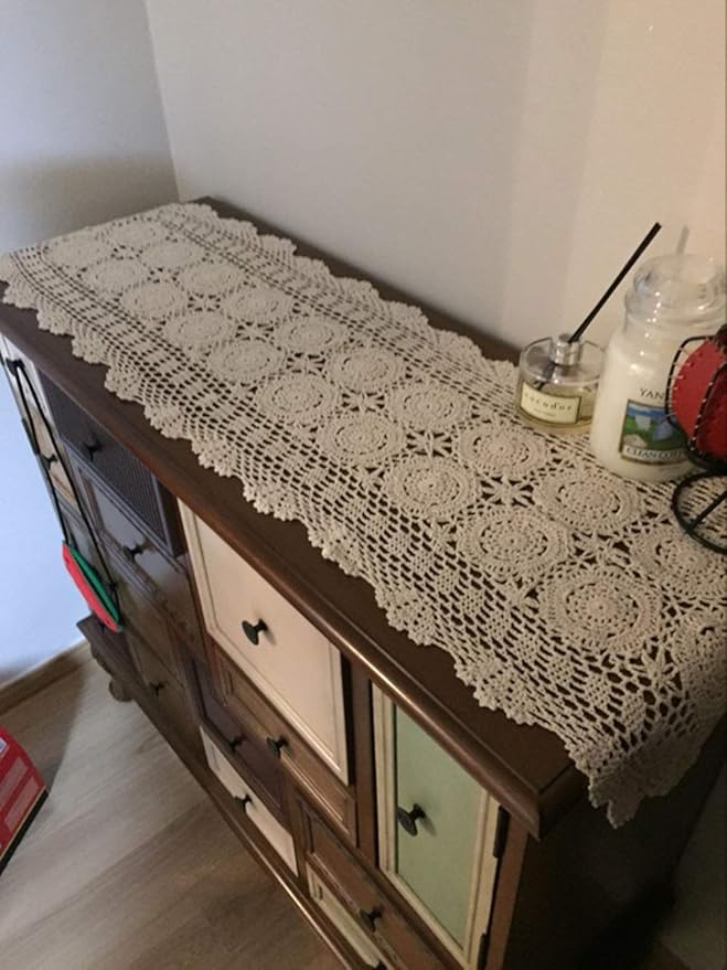 Cotton Handmade Crochet lace Table Runners Oval Tablecloth Doilies Doily Table - Image 5