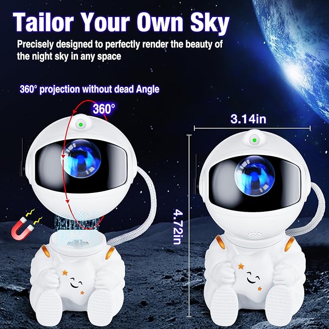 Astronaut Galaxy Projector Night Light – White Astronaut Holding Star, Star - Image 6