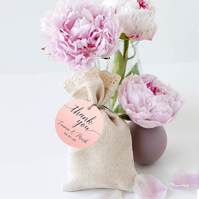 Andaz Press Personalized Blush Pink Rose Elegant Party Collection, Round Circle - Image 5