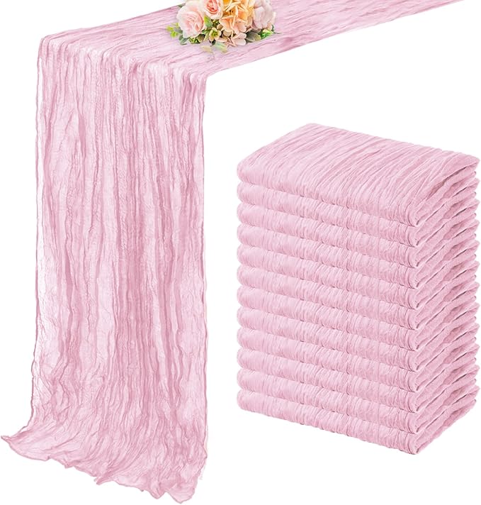Light Pink Cheesecloth Table Runner 12 Pack 10FT Rustic Gauze Fabric Cheese by FoliafeelHome