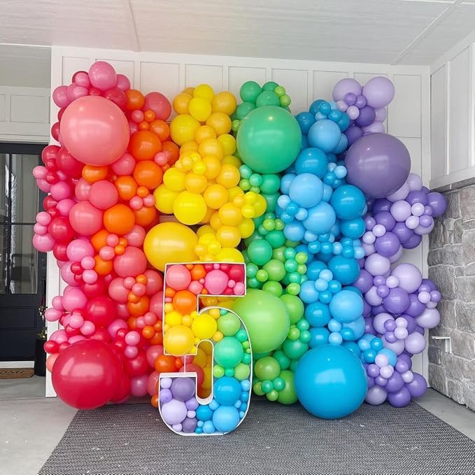 Bezente Assorted Rainbow Latex Balloons, 100 Pack 12 inch Round Helium Bright - Image 9
